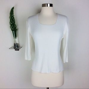 Dressbarn White Square Neck 3/4 Women’s Sweater Size Small